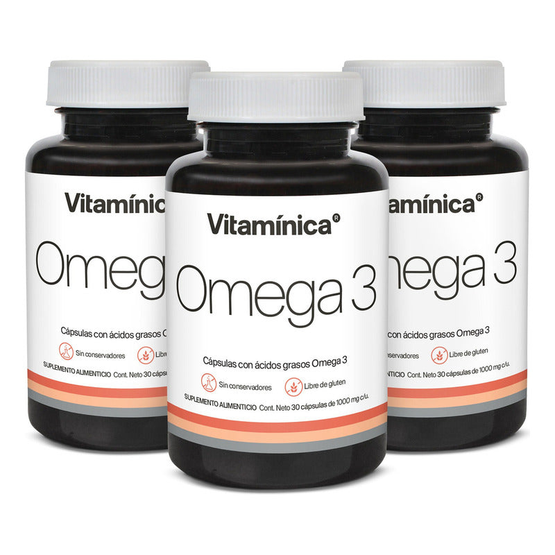 Pack X3 Omega 3 Vitaminica 1000 Mg En Capsulas Sabor Sin Sabor