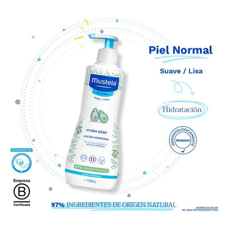 Loción Corporal Mustela Hydra Bebé Para Piel Normal 750 Ml