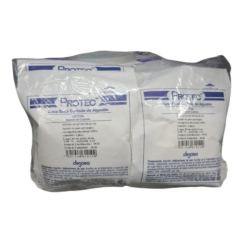 Protec Apósito De Gasa 20x8cm Paquete De Con 20 Piezas