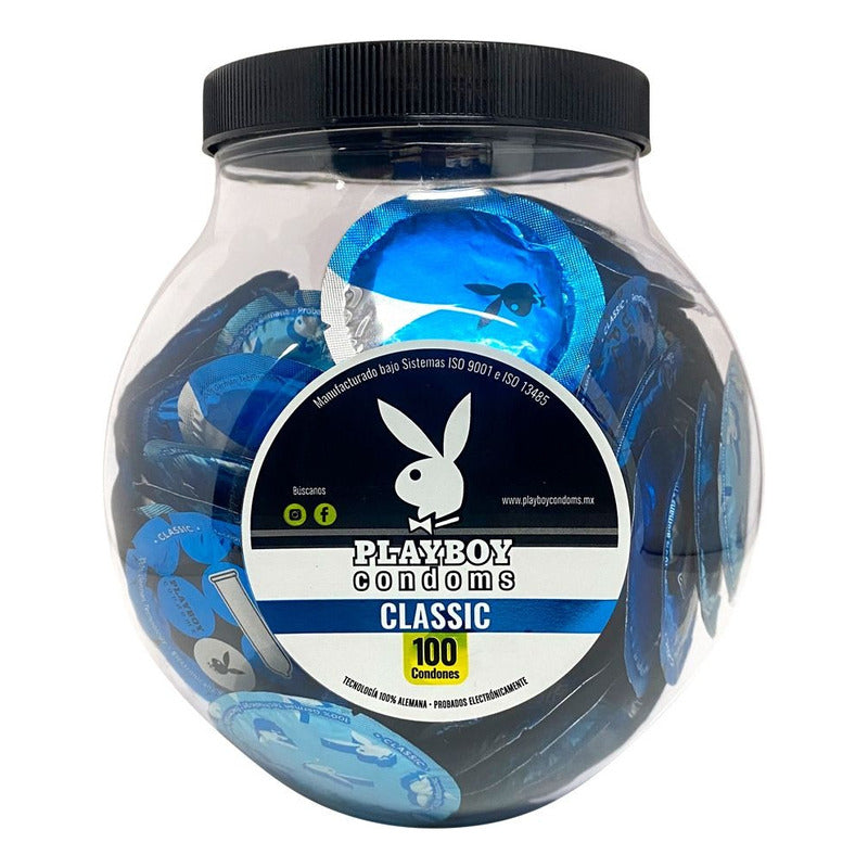 Vitrolero Con 100 Condones Lubricados Playboy Classic