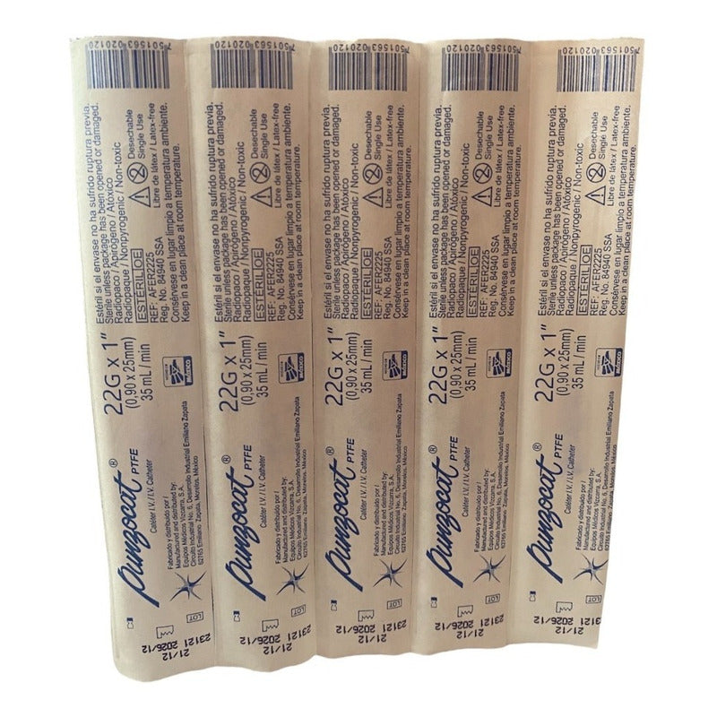 Punzocat Catéter 22gx25mm (1) Azul 5 Piezas
