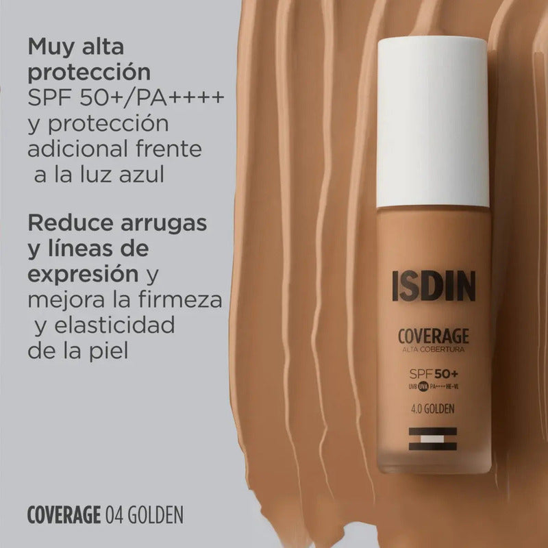 Sdin Coverage Base De Maquillaje Alta Cobertura Con Protector Solar Fps 50+ Tono 4.0 Golden