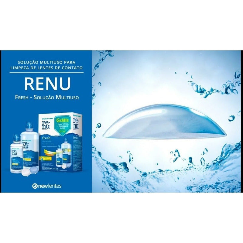 Solucion Bausch + Lomb Renu Fresh 355ml - Limpieza, Desinfeccion E Hidratacion Para Lentes De Contacto Blandos - Elimina Bacterias Y Depositos De Proteínas, Mantiene La Frescura Y Comodidad