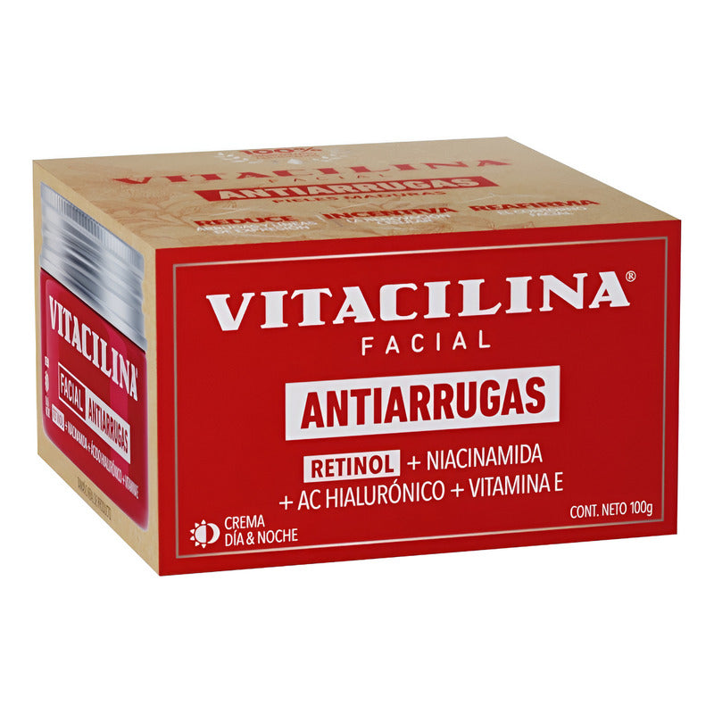 Vitacilina Facial Antiarrugas Retinol Ácido Hialurónico 100g - Todo Tipo De Piel - Día/noche