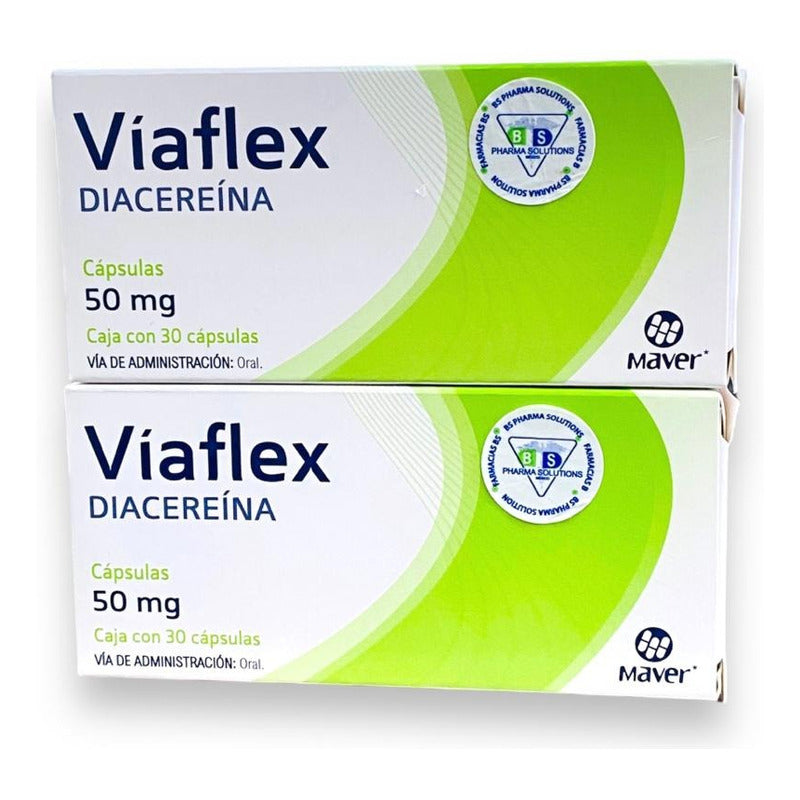 Dos Cajas De Víaflex Diacereína 50 Mg C/30 Caps Maver Sabor Sin Sabor