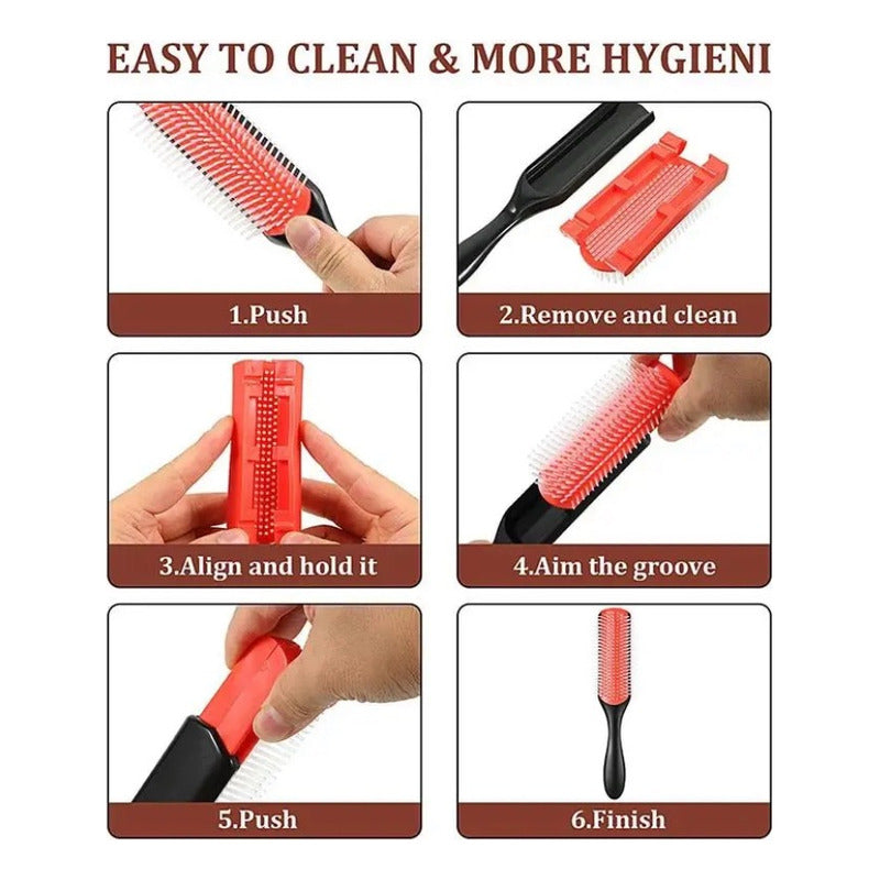 Cantu Cepillo Estilizador 9 Filas Cabello Rizado Negro