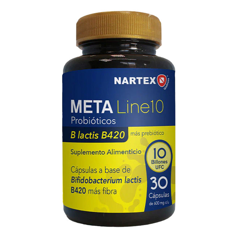 Probióticos Meta Line10 Nartex 30 Cápsulas Sin Sabor Para Equilibrio Digestivo Y Bienestar Intestinal