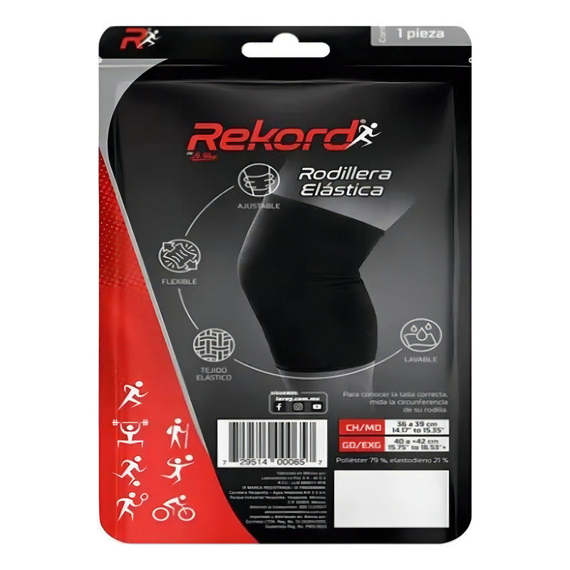 Rekord Rodillera Elástica Grande Color Negro Talla G/exg