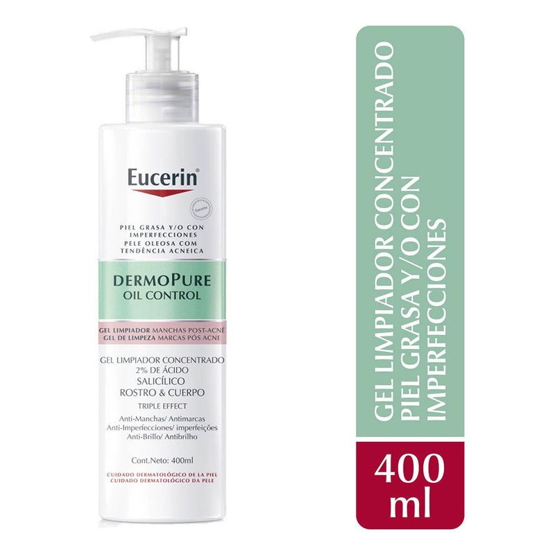 Eucerin Dermopure Gel Limpiador Facial Concentrado Piel Grasa Día/noche 400ml