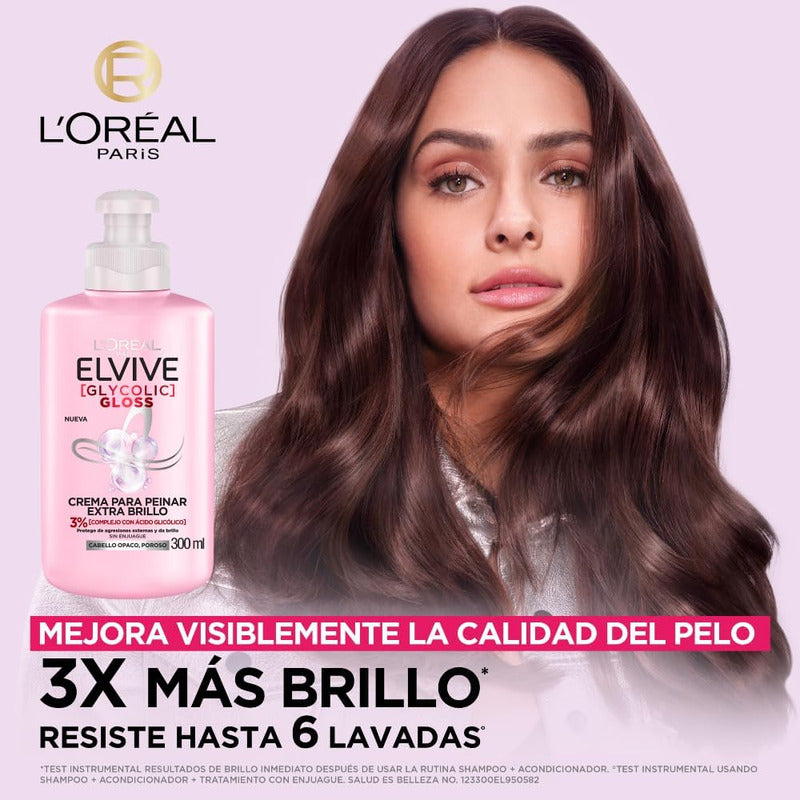 Crema Para Peinar Glycolic Gloss Ácido Glicólico Elvive