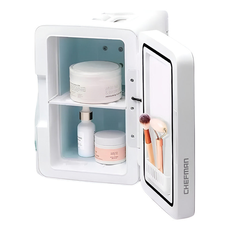 Mini Refrigerador Con Espejo Luzled Mantiene El Frío/ Calor Blanco