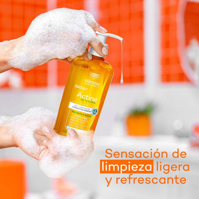 Actine Oil Control Gel Limpiador Dermatológico, Piel Mixta A Grasa, Control De Sebo Hasta 12h, 140 G