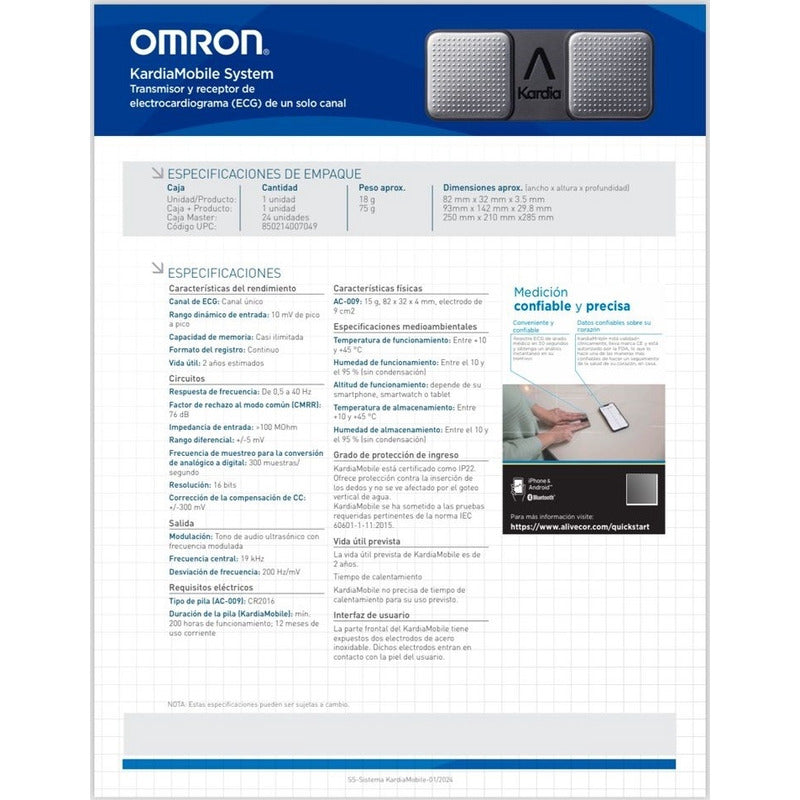 Kardia By Omron Electrocardiógrafo Portátil