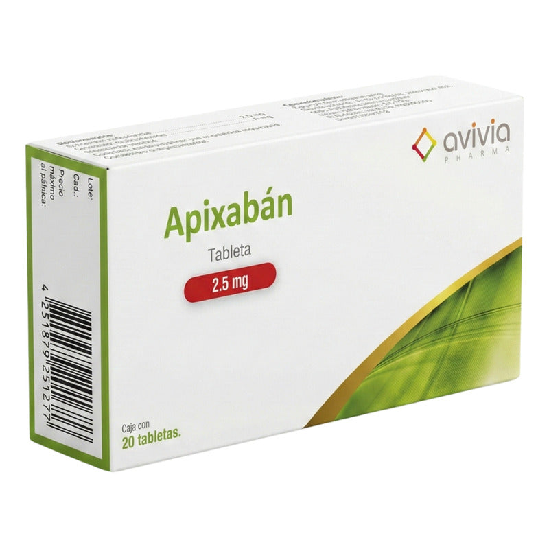 Apixabán 2.5 Mg Caja Con 20 Tabletas Avivia