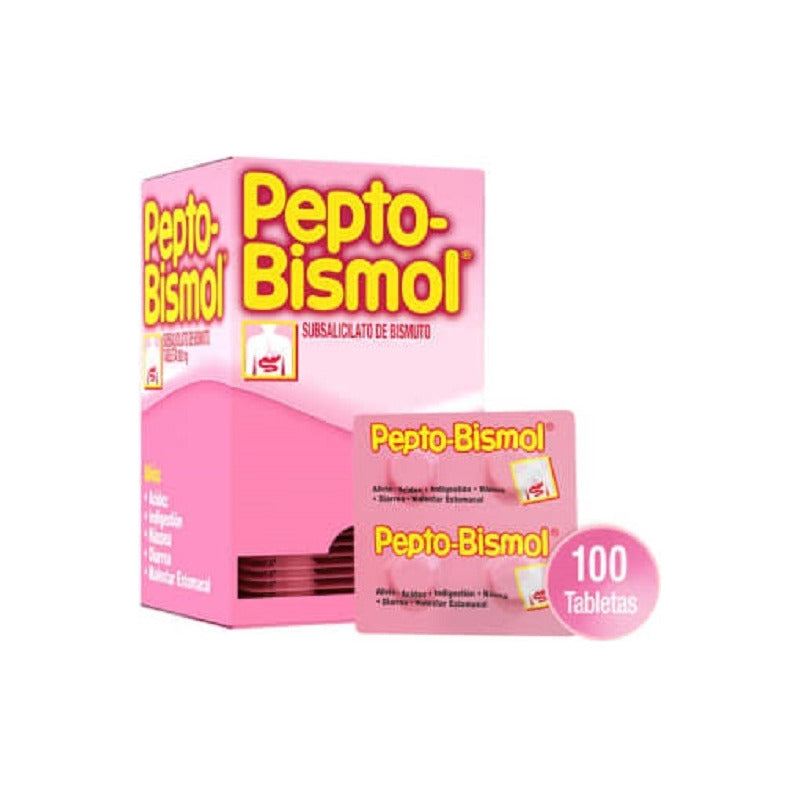 Pepto Bismol Dispensador Con 100 Tabletas Masticables