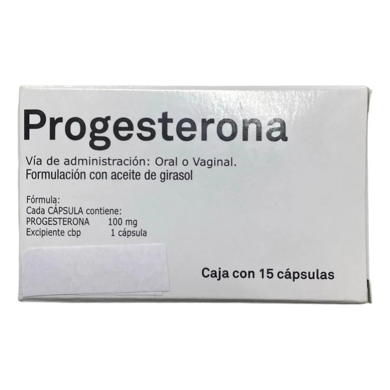 Progesterona 100mg Oral O Vaginal 15 Cápsulas