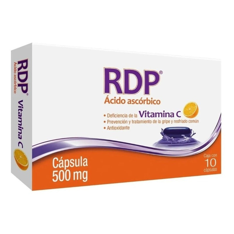 Rdp Ácido Ascórbico Vitamina C Antigripal 500mg 10 Caps