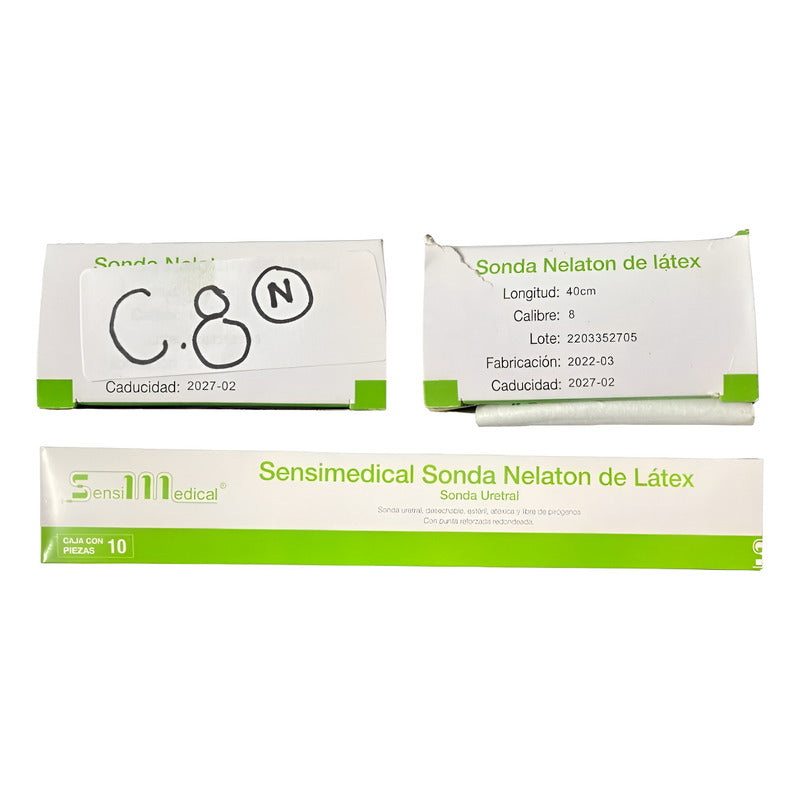 Caja 10 Sonda Nelaton De Látex Sensimedical Una Vía Calibres