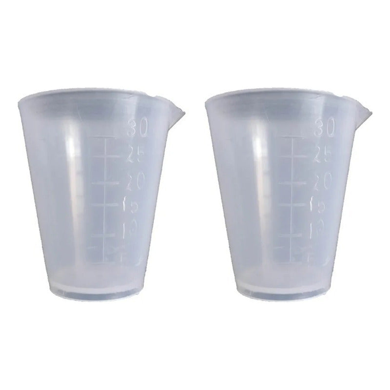 Par De Vasos Dosificadores Graduados 30ml Plástico Color Transparente
