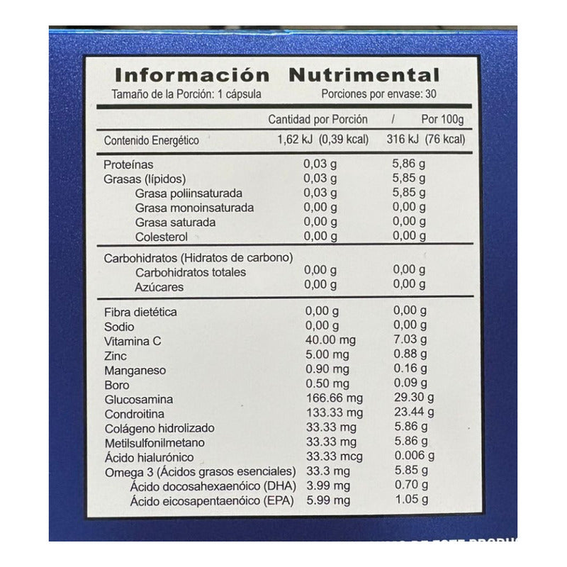 Justfx Fórmula Premium Glucosamina+condroitina 30caps Sabor Sin Sabor