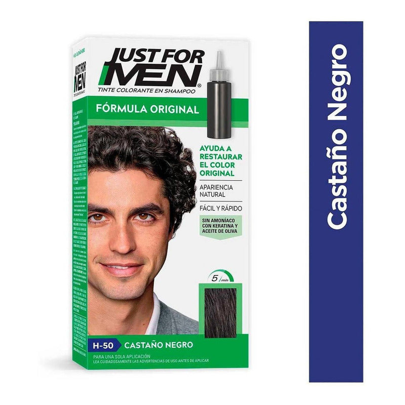 Tinte Just For Men Castaño Negro H-50 Fórmula Original