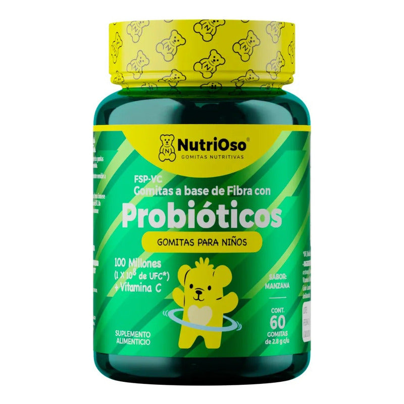 Nutrioso Probióticos Y Vitamina C 60 Gomitas Para Niños Sabor Manzana