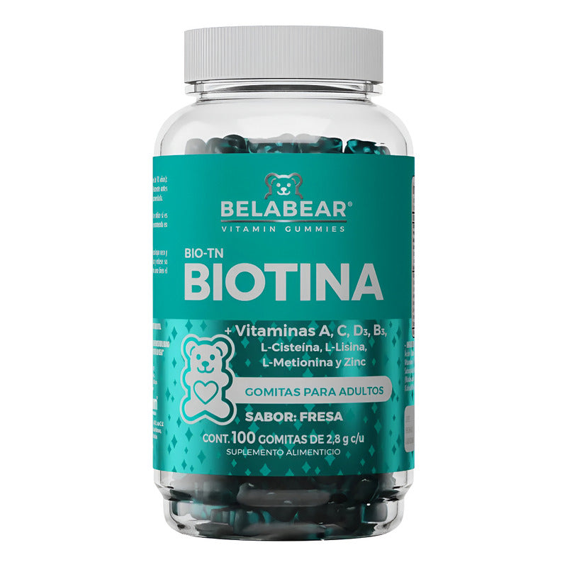 Promo Belabear Bio-tn Biotina + Vitaminas Y Zinc 100 Gomitas Fresa