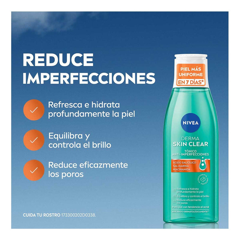 Tónico Derma Skin Clear Anti-imperfecciones 200ml Nivea - Con Tendencia Al Acné - Día/noche