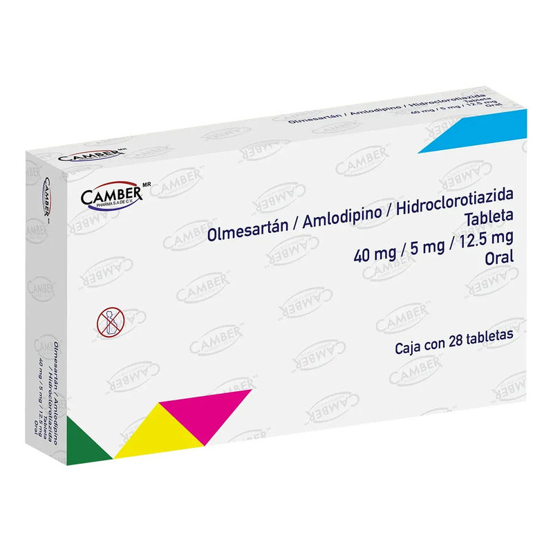 Olmesartan40mg/amlodipino5mg/hidroclorotiazida 28 Tabletas