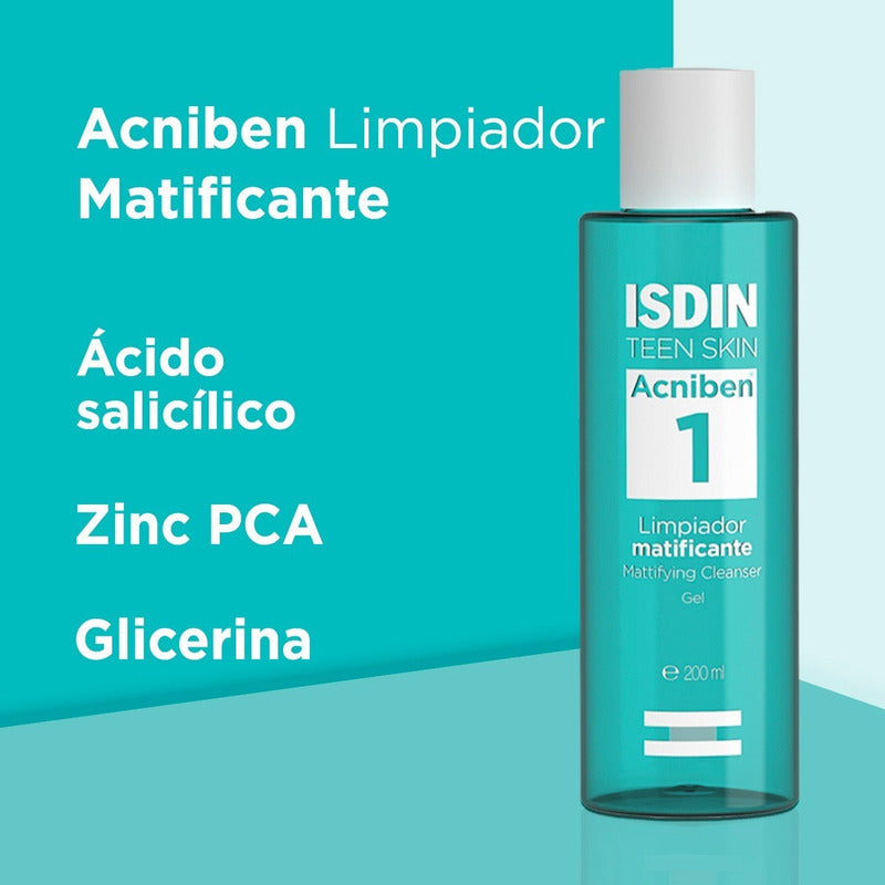 Isdin Acniben Limpiador Matificante Piel Grasa Gel 200ml