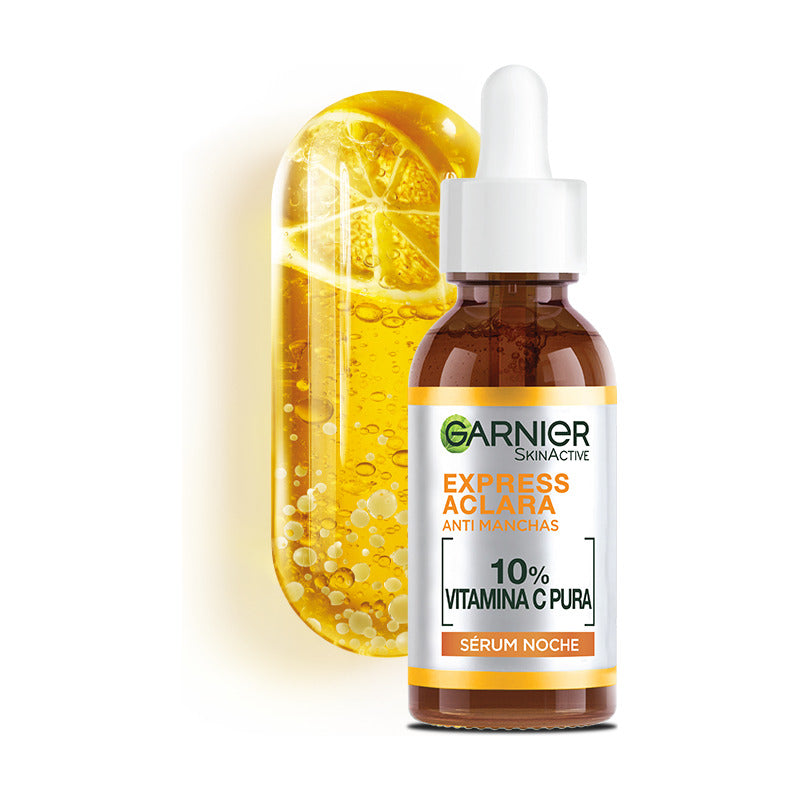 Garnier Express Aclara Sérum Noche Antimanchas Con Vitamina C Pura, 30ml