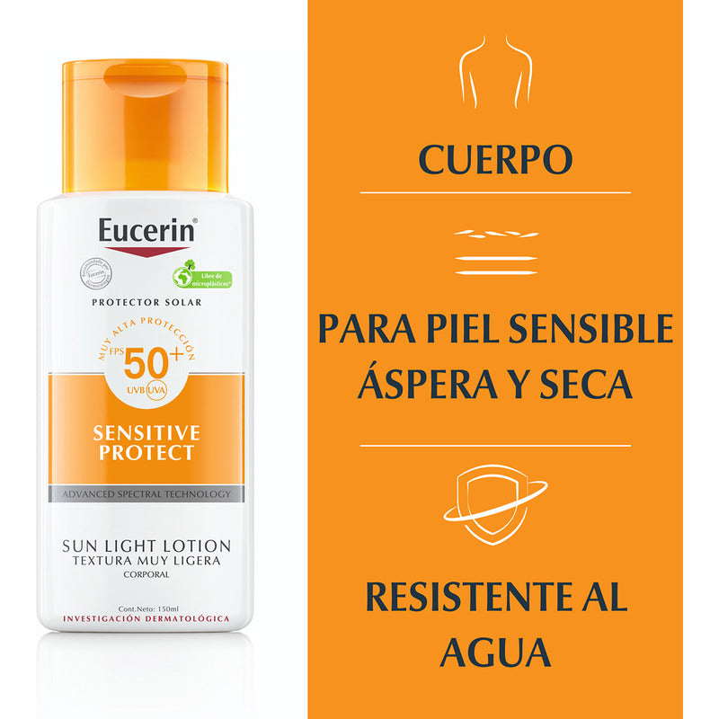 Eucerin Sensitive Protect Sun Light Lotion Protector Solar Corporal Fps50 150ml