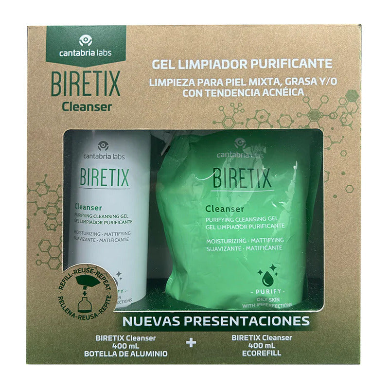 Kit Gel Limpiador Purificante Botella + Ecorefill 400ml