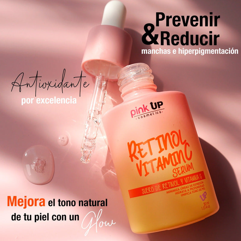 Pink Up, Suero Retinol Y Vitamina C, Reduce Y Evita Manchas Momento De Aplicación Día/noche Tipo De Piel Todo Tipo De Piel