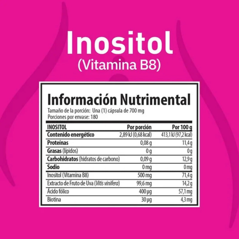 Inositol Solanum Vitamina B8 180caps De 700mg C/u Sin Sabor