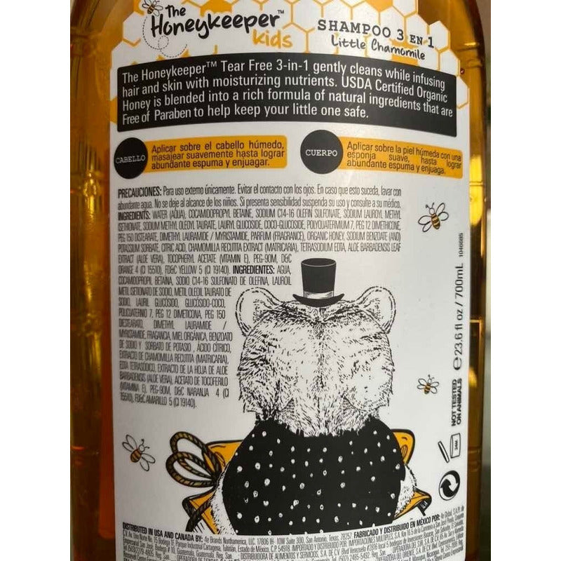 Shampoo Para Bebes Y Niños Miel Organica Y Manzanilla 700 Ml The Honeykeeper