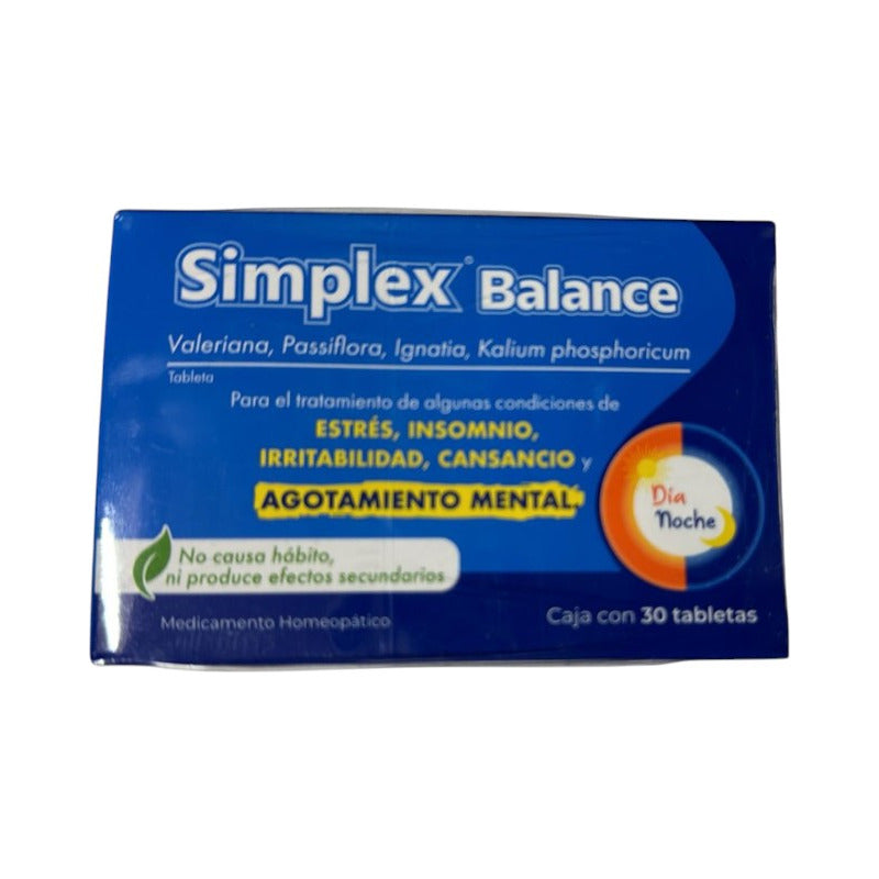 Simplex Balance 30 Tabletas Agotamiento Mental Y Cansancio Sin Sabor