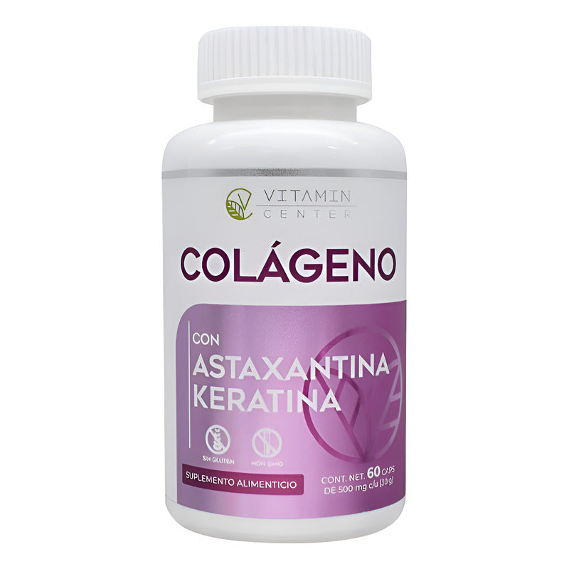 Vitamin Center Colageno Astaxantina Y Keratina 60 Cap Sin Sabor