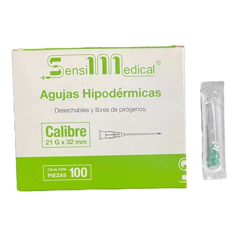 Aguja Hipodermica Sensimedical 21gx32mm 100 Piezas