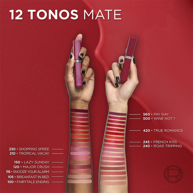 Labial Liquido Infallible Le Matte Resistance, Hasta 16 Horas De Duración Con Ácido Hialurónico Y Acabado Aterciopelado De L'oreal Paris