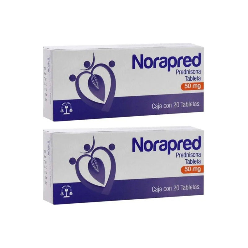 2 Cajas De Prednisona 50mg Norapred 20 Tabletas Cu