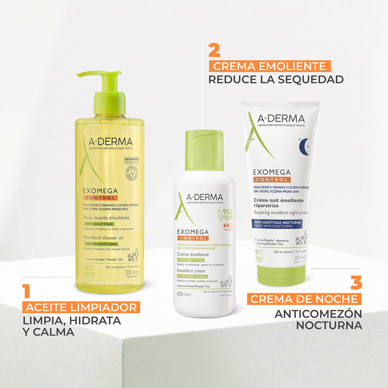 A-derma Exomega Control Noche Emoliente Anti-comezón 200 Ml Neutra