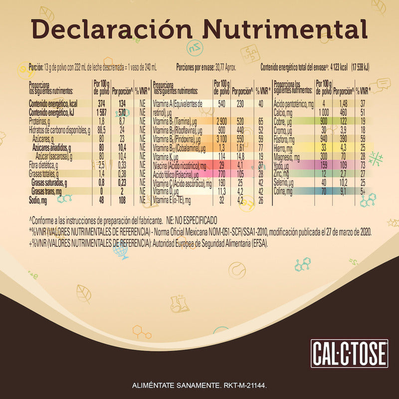 Cal C Tose Chocolate En Polvo Para Leche Lata 400 G