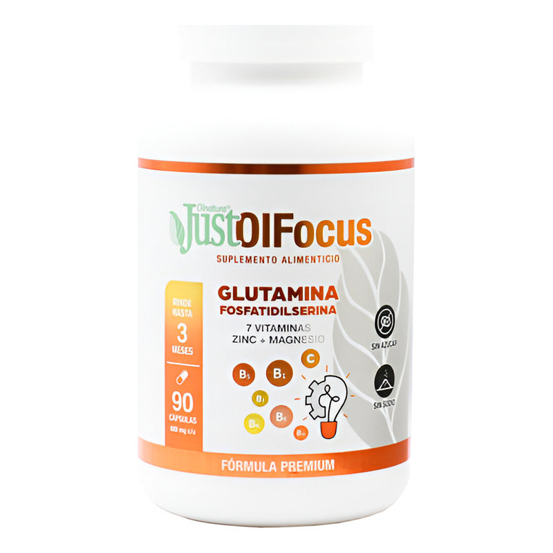 Justolfocus Glutamina + 7 Vitaminas + Zinc + Magnesio 90caps Sin Sabor