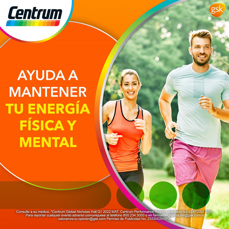Multivitamínico Centrum Performance Con Vitaminas Del Complejo B 100 Tabletas Sin Sabor
