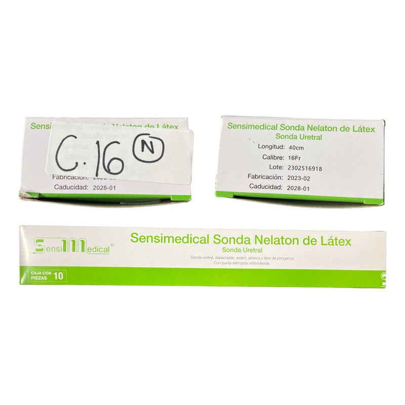 Caja 10 Sonda Nelaton De Látex Sensimedical Una Vía Calibres