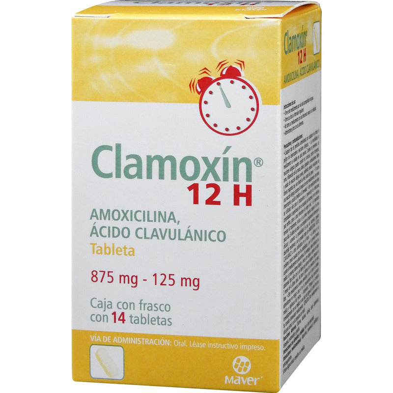 Clamoxin 12h Tabletas 875 Mg/125 Mg, 14 Tabletas