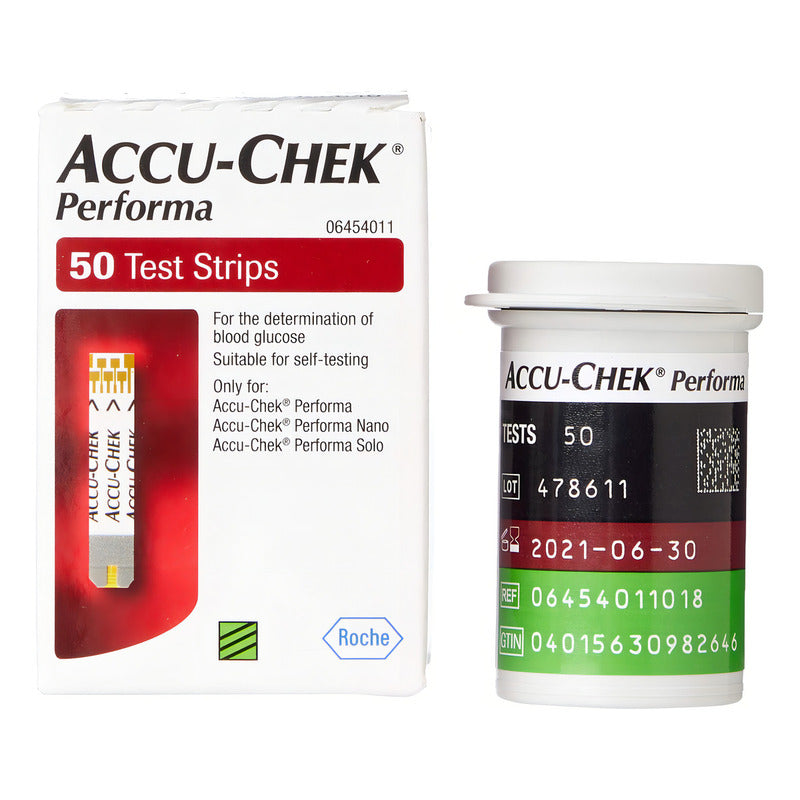 Tiras Reactivas De Glucosa Accu Check Performa Caja 50 Pzas Color Rojo