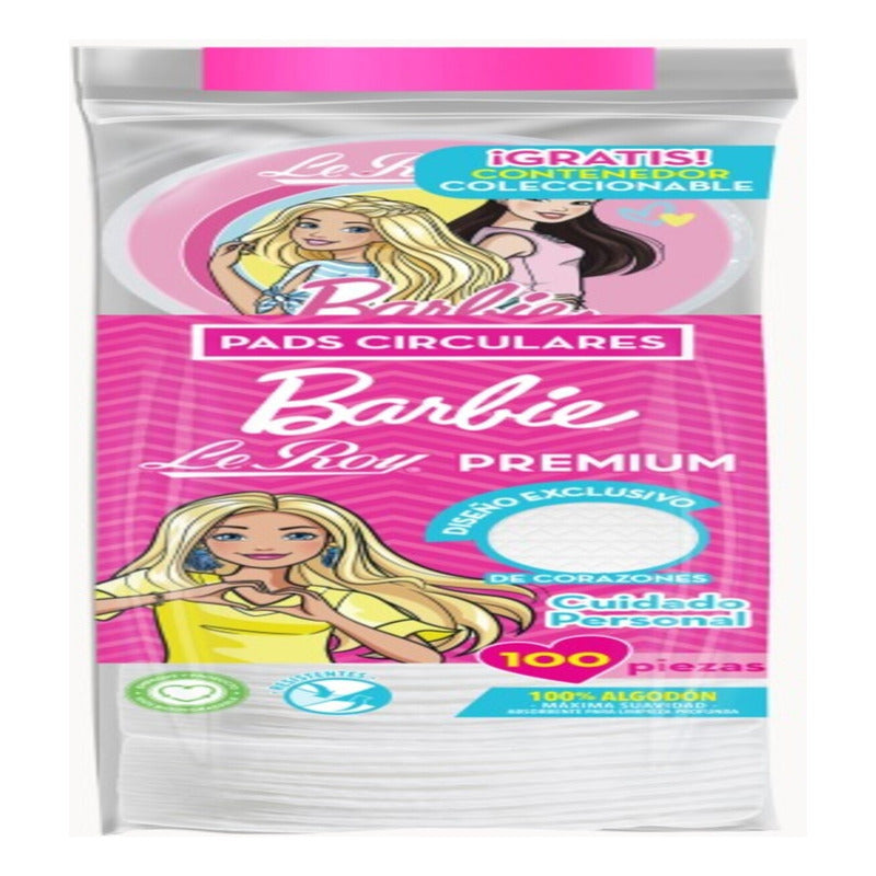 Le Roy Pads Circulares Barbie + Portapads De Regalo 100pz