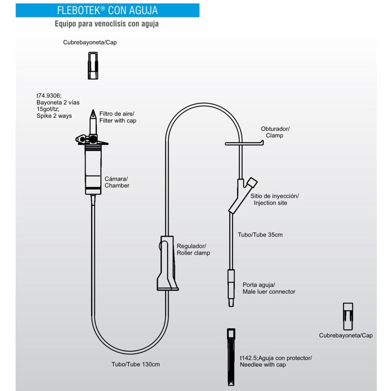 Flebotek Normogotero Con Aguja 5 Piezas
